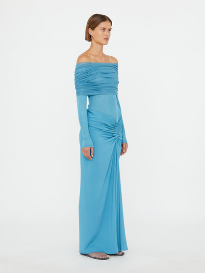 Sonora Veiled Long Sleeve Ruched Dress