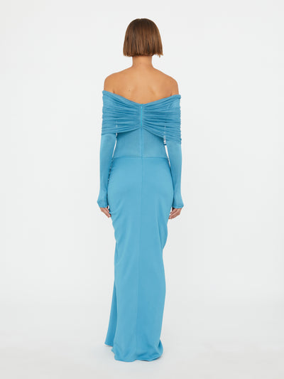 Sonora Veiled Long Sleeve Ruched Dress