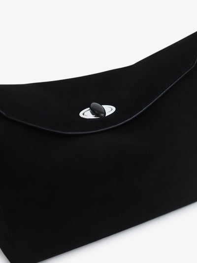 Turnlock Suede Shoulder Bag
