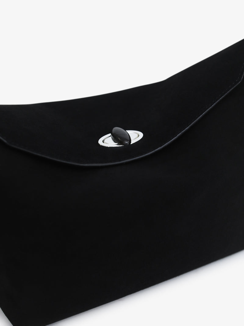 Turnlock Suede Shoulder Bag - Image 3
