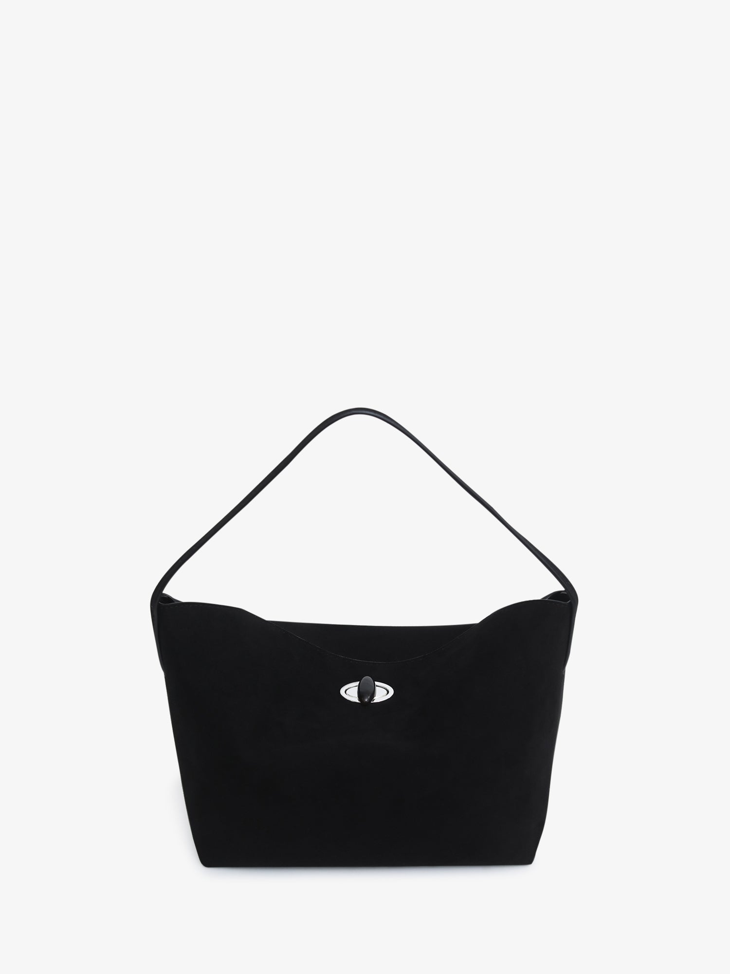 Turnlock Suede Shoulder Bag