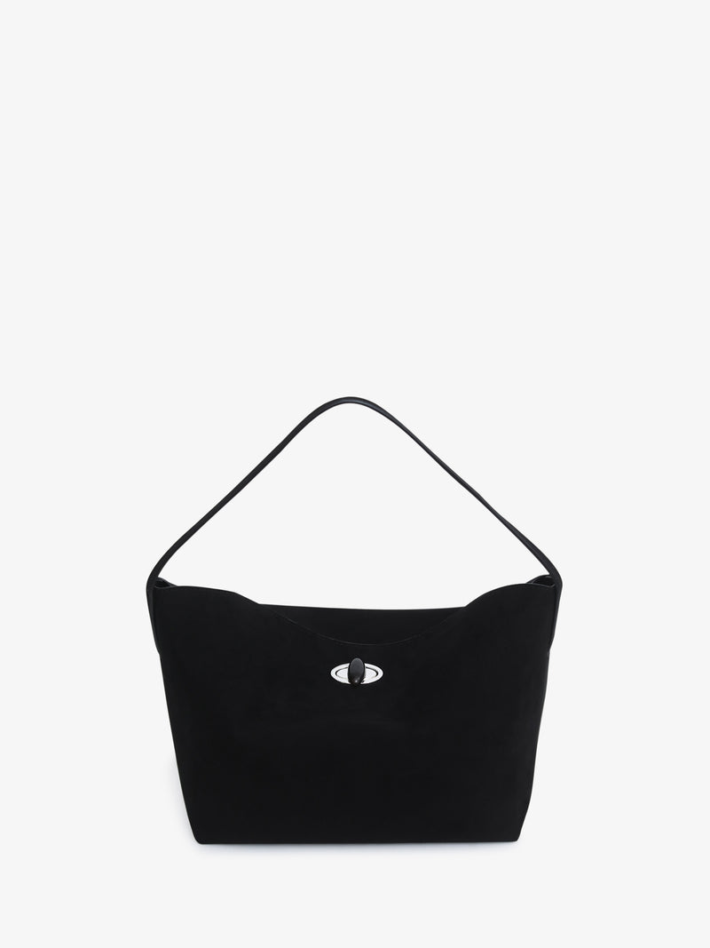 Turnlock Suede Shoulder Bag - Image 4