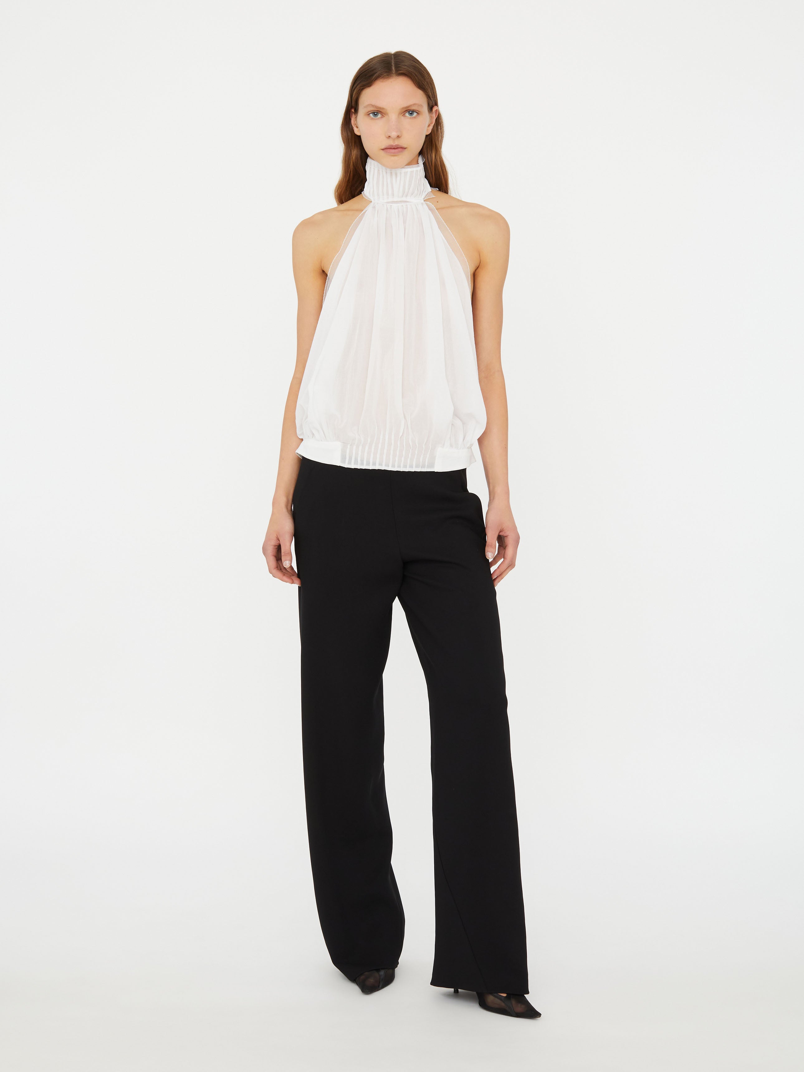 Vanished Pintucked Halter Top