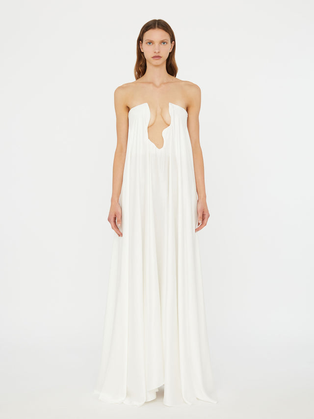 Textured Silk Salacia Strapless Gown