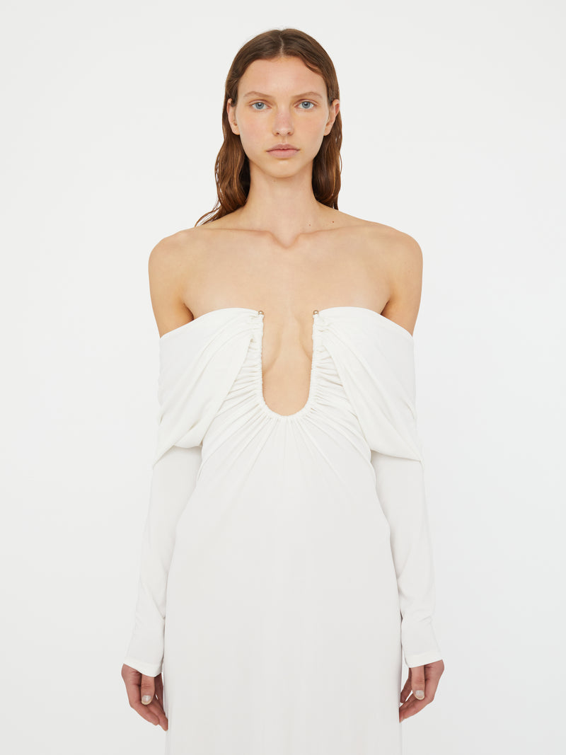 Arced Palm Strapless Shawl Gown - Image 2