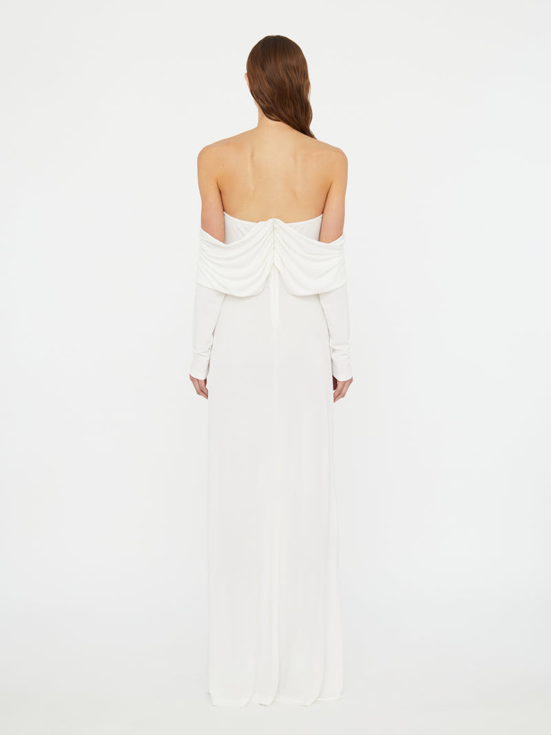 Arced Palm Strapless Shawl Gown - Image 4