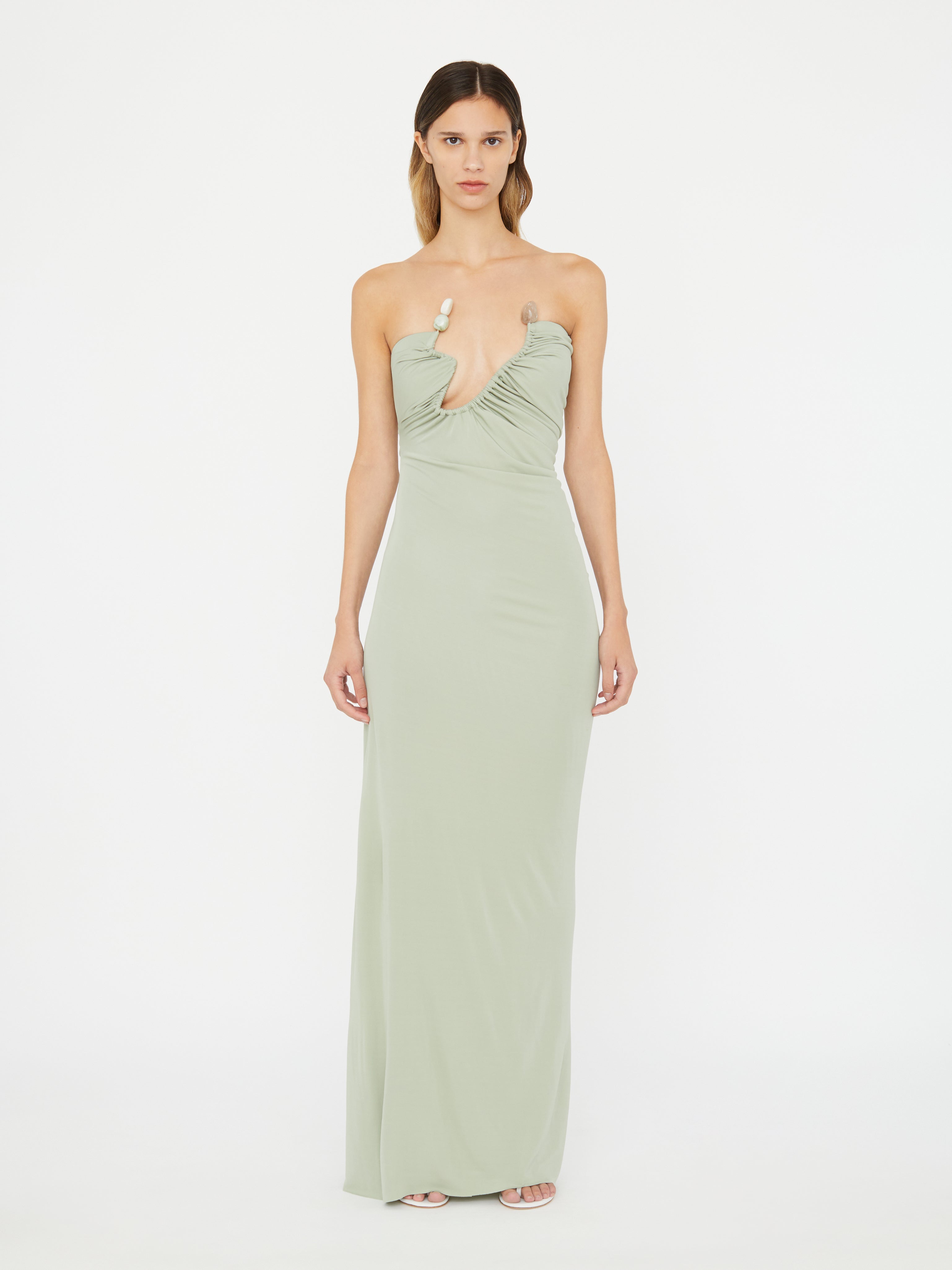 Odessa Arced Strapless Gown