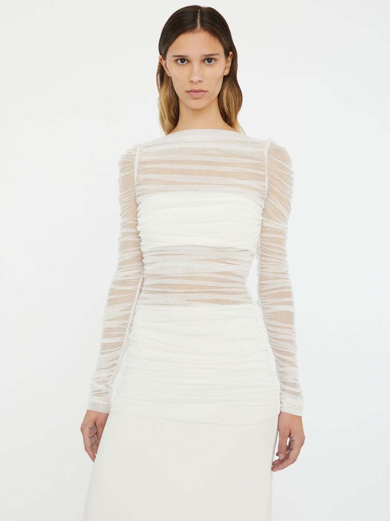 Veiled Tulle Overlay Gown - Image 5
