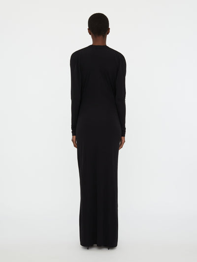 Lavalliere Draped Jersey Long Sleeve Dress