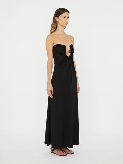 Helix Crystal Ribbed Strapless Dress