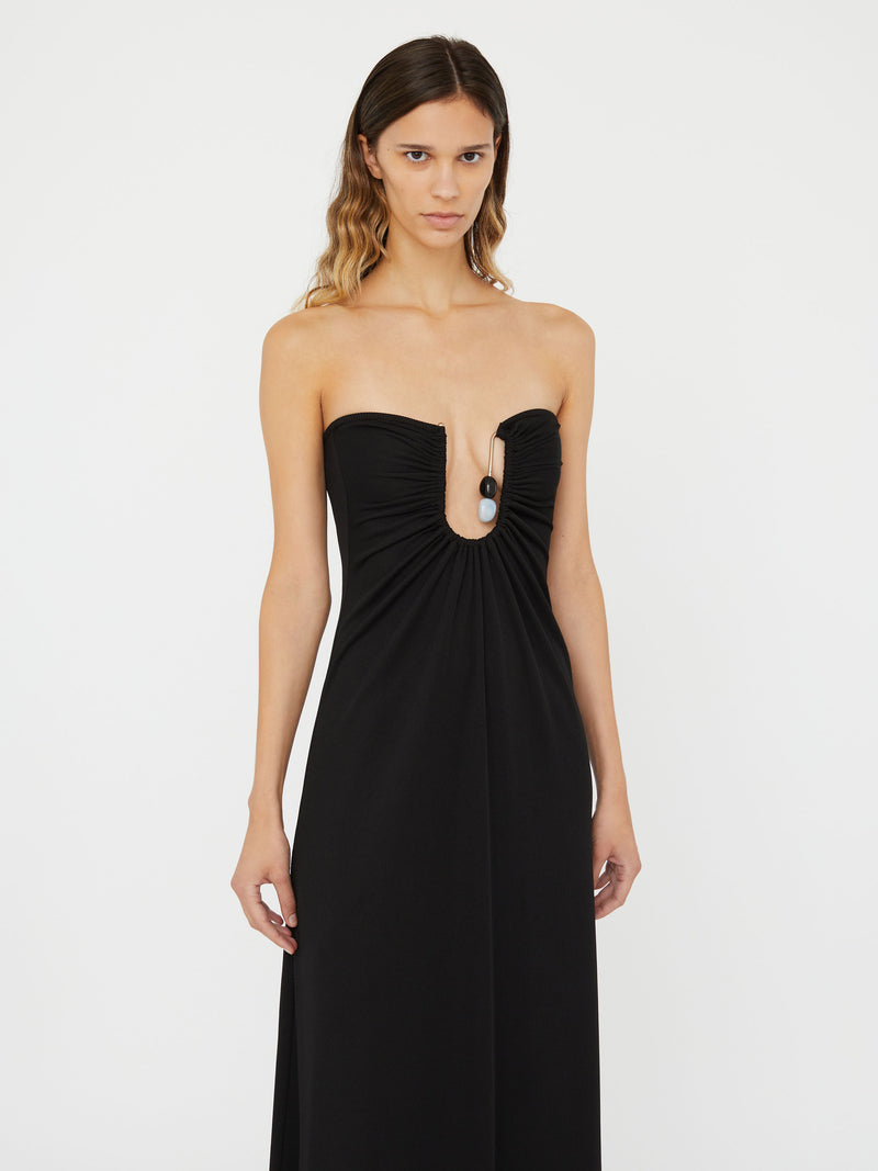 Helix Crystal Ribbed Strapless Dress