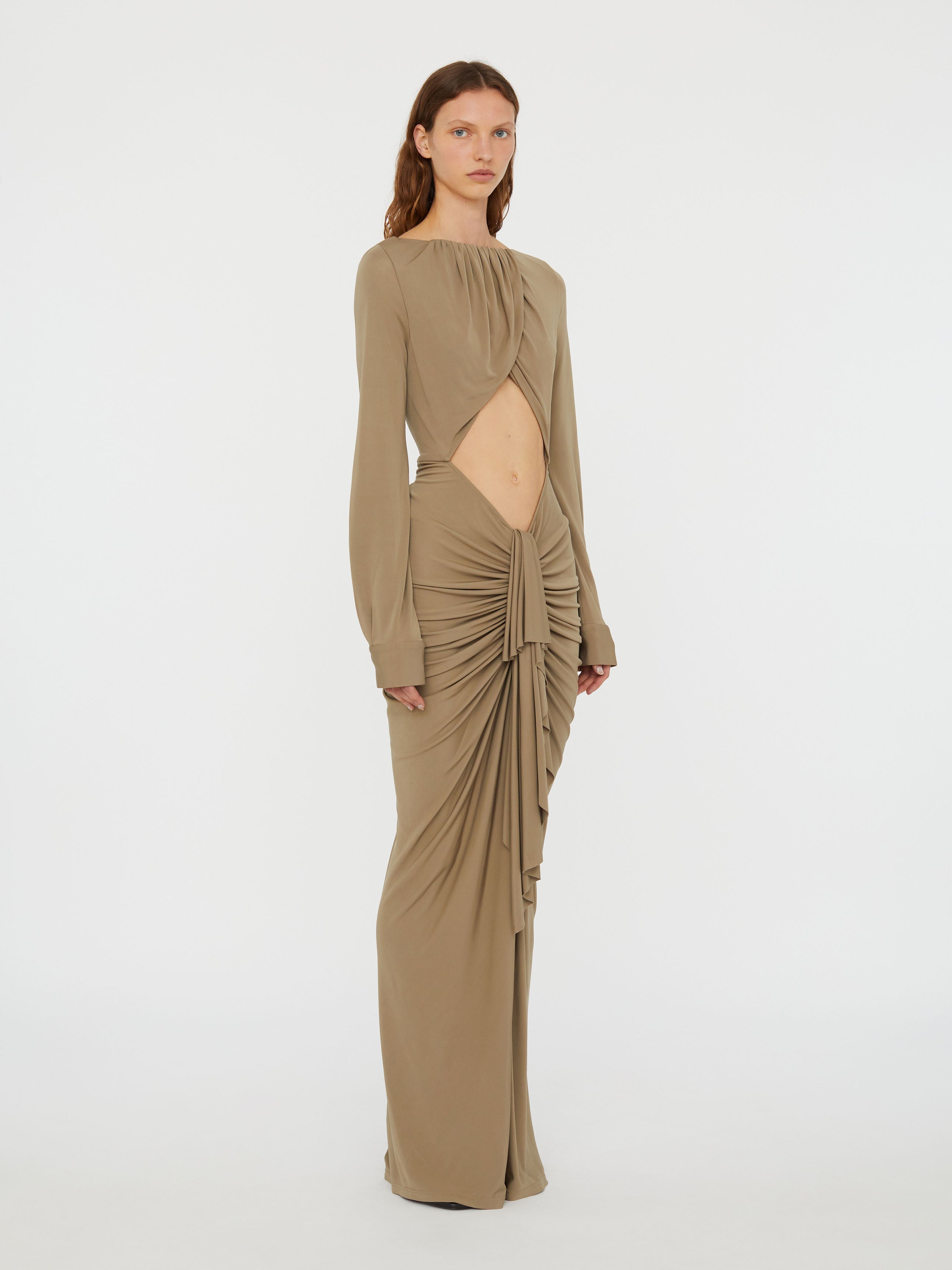 Bateau Drape Disconnect Dress