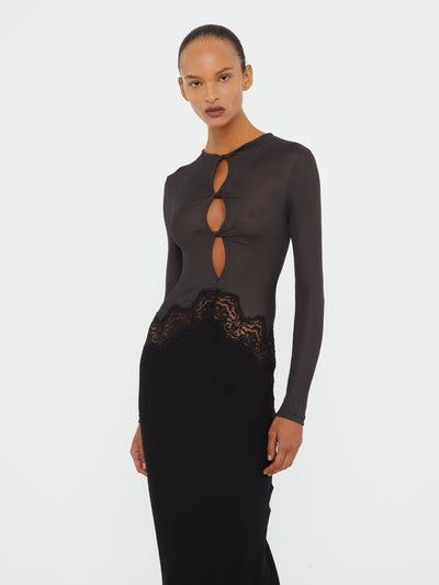 Open Twist Verner Lace Long Sleeve Dress