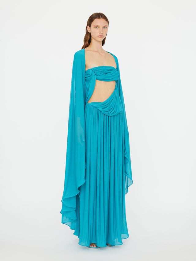christopher esber gyre suspended stream jersey dress Christopher Esber Gyre Suspended Stream Draped Maxi Dress - Blue