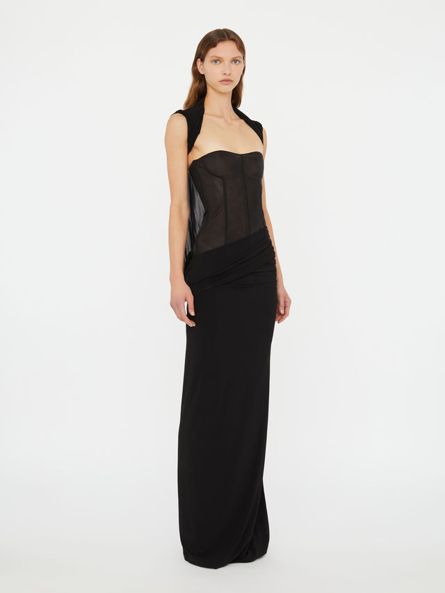 Coiled Jersey Corseted Tee Gown