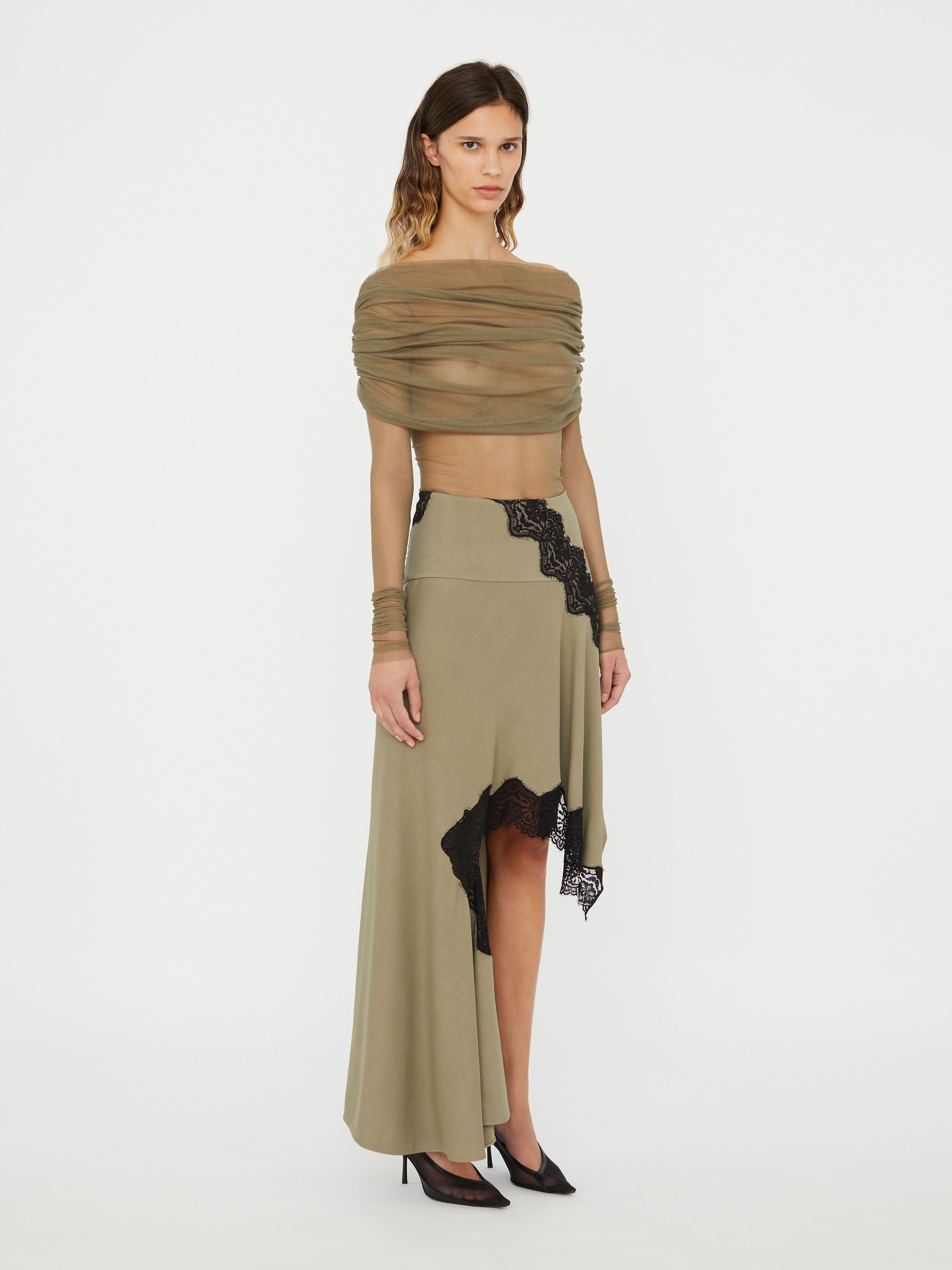 Verner Lace Asymmetric Skirt