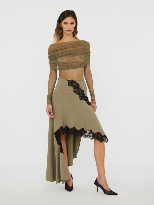 Verner Lace Asymmetric Skirt