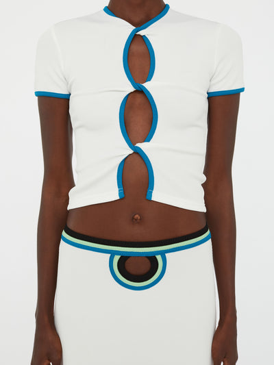 Open Twist Contrast Bind Tee