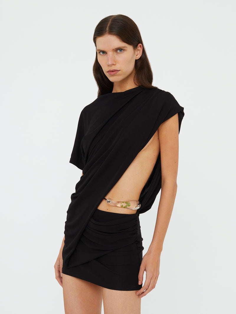 Encased Nature Resin Draped Jersey Dress - Image 1