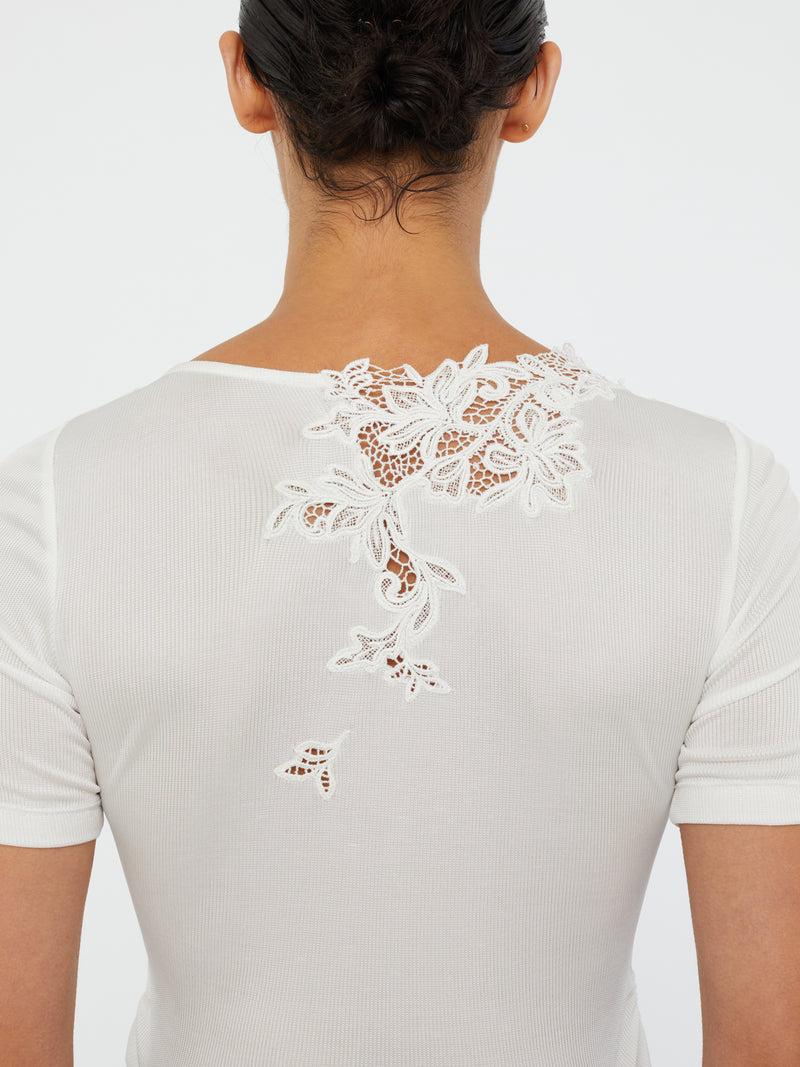 Hibiscus Embroidered Rib Tee - Image 4