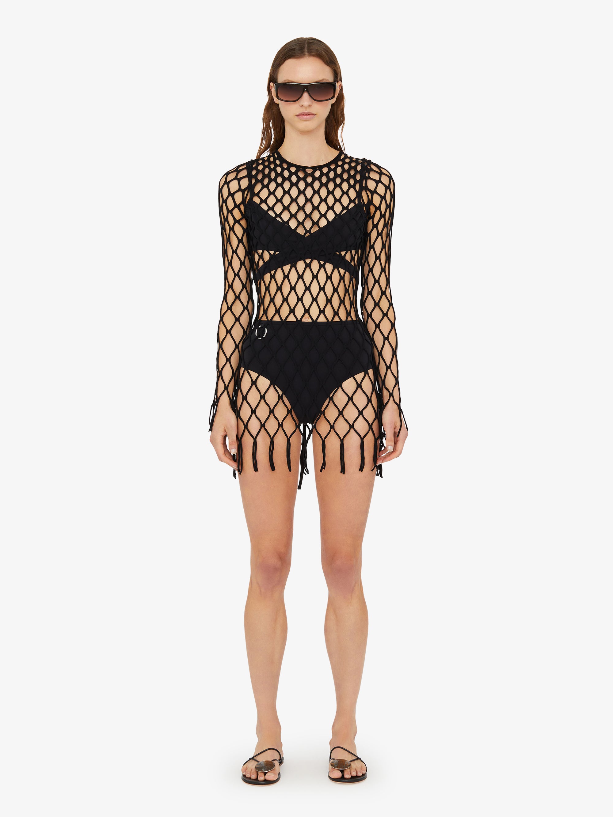 Knitted Mesh Mini Dress