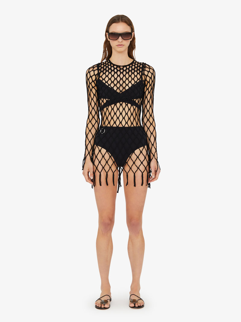 Knitted Mesh Mini Dress - Image 1