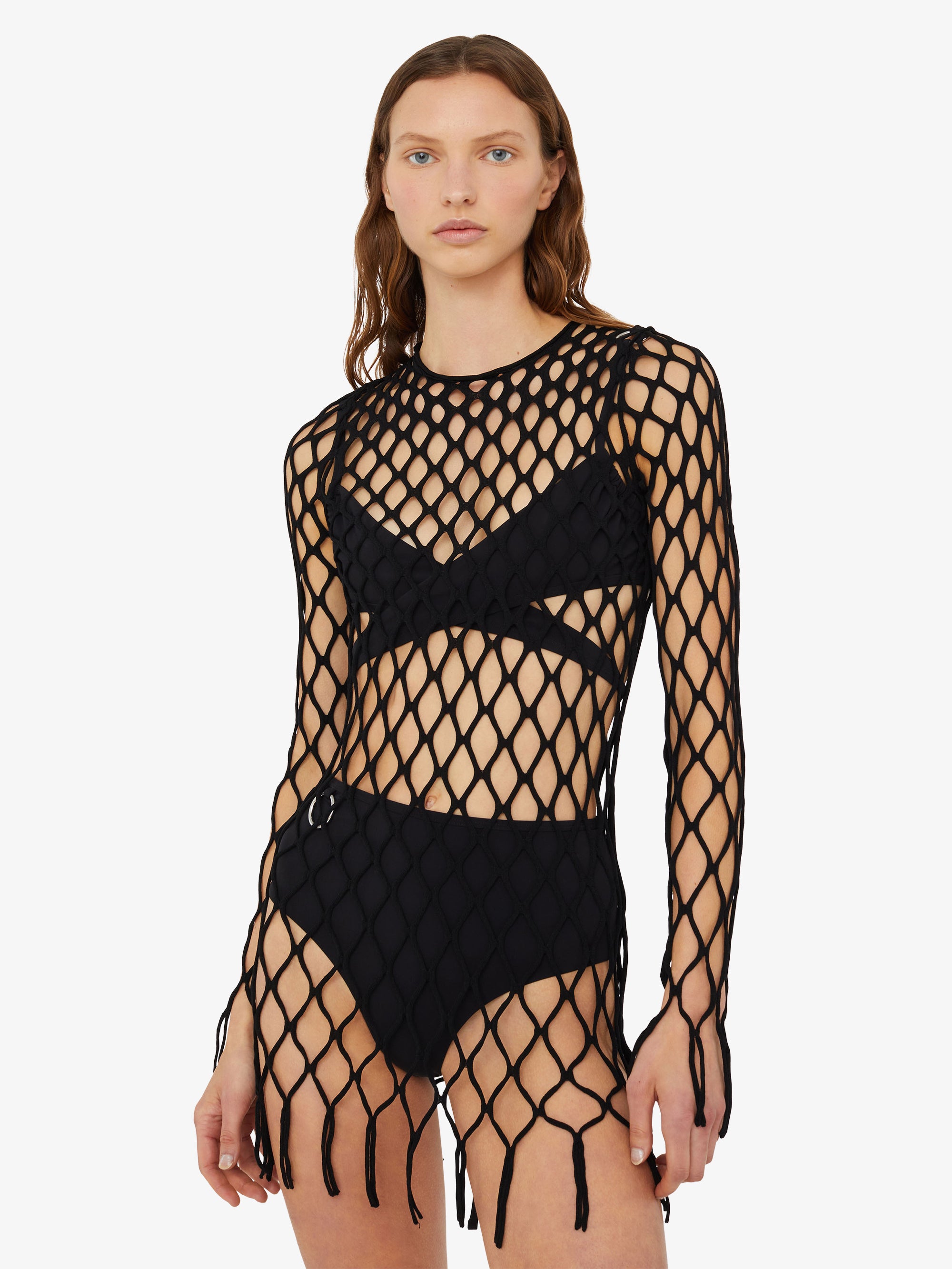 Knitted Mesh Mini Dress