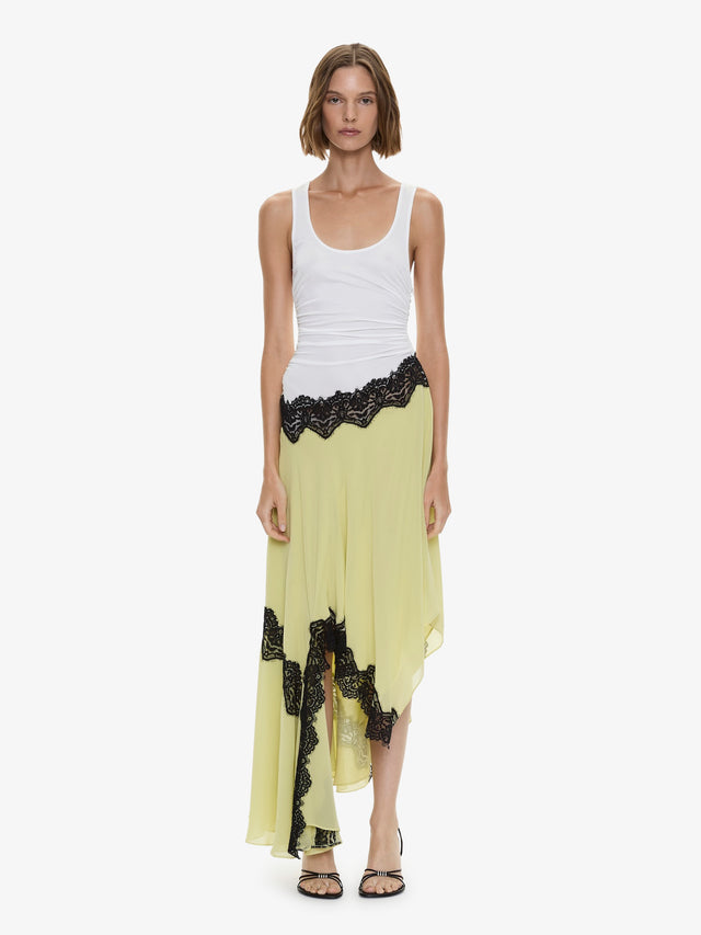 Cutaway Lace Gathered Tank Dress