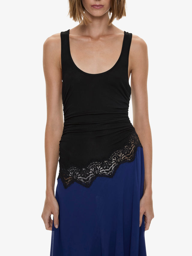 Cutaway Lace Gathered Tank Dress