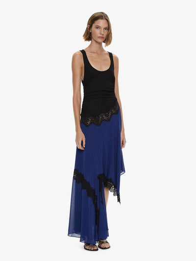 Cutaway Lace Gathered Tank Dress