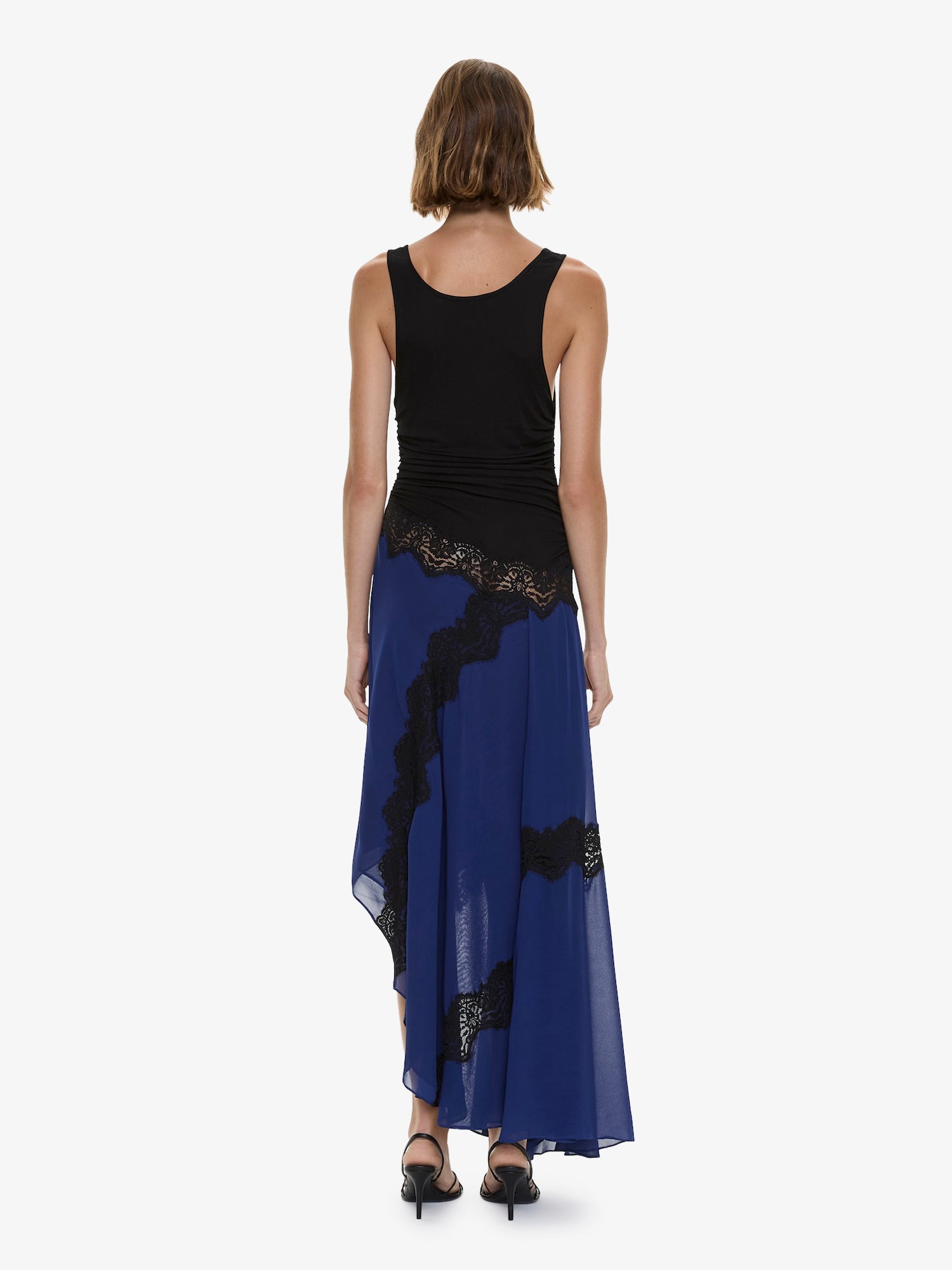 Cutaway Lace Gathered Tank Dress