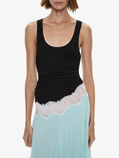 Cutaway Lace Gathered Tank Dress