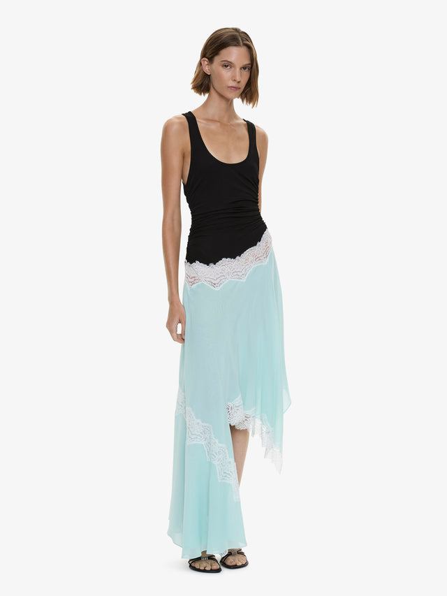 Cutaway Lace Gathered Tank Dress
