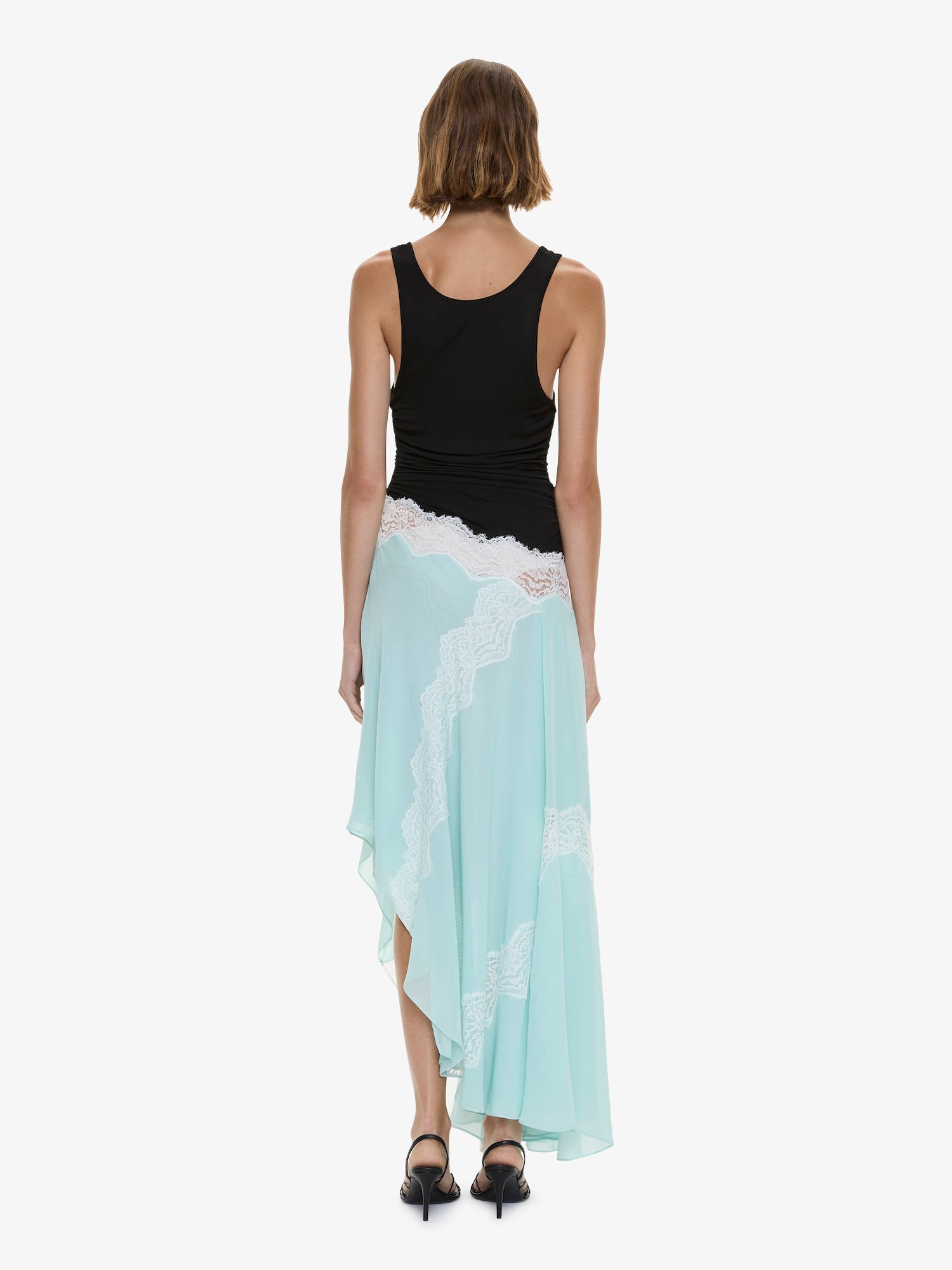 Cutaway Lace Gathered Tank Dress