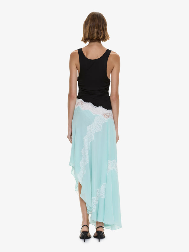 Cutaway Lace Gathered Tank Dress