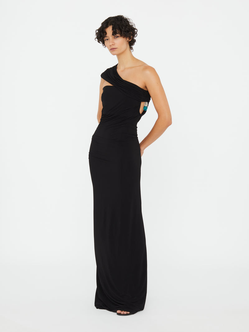 Beach Glass Draped Jersey Strapless Dress - Image 4
