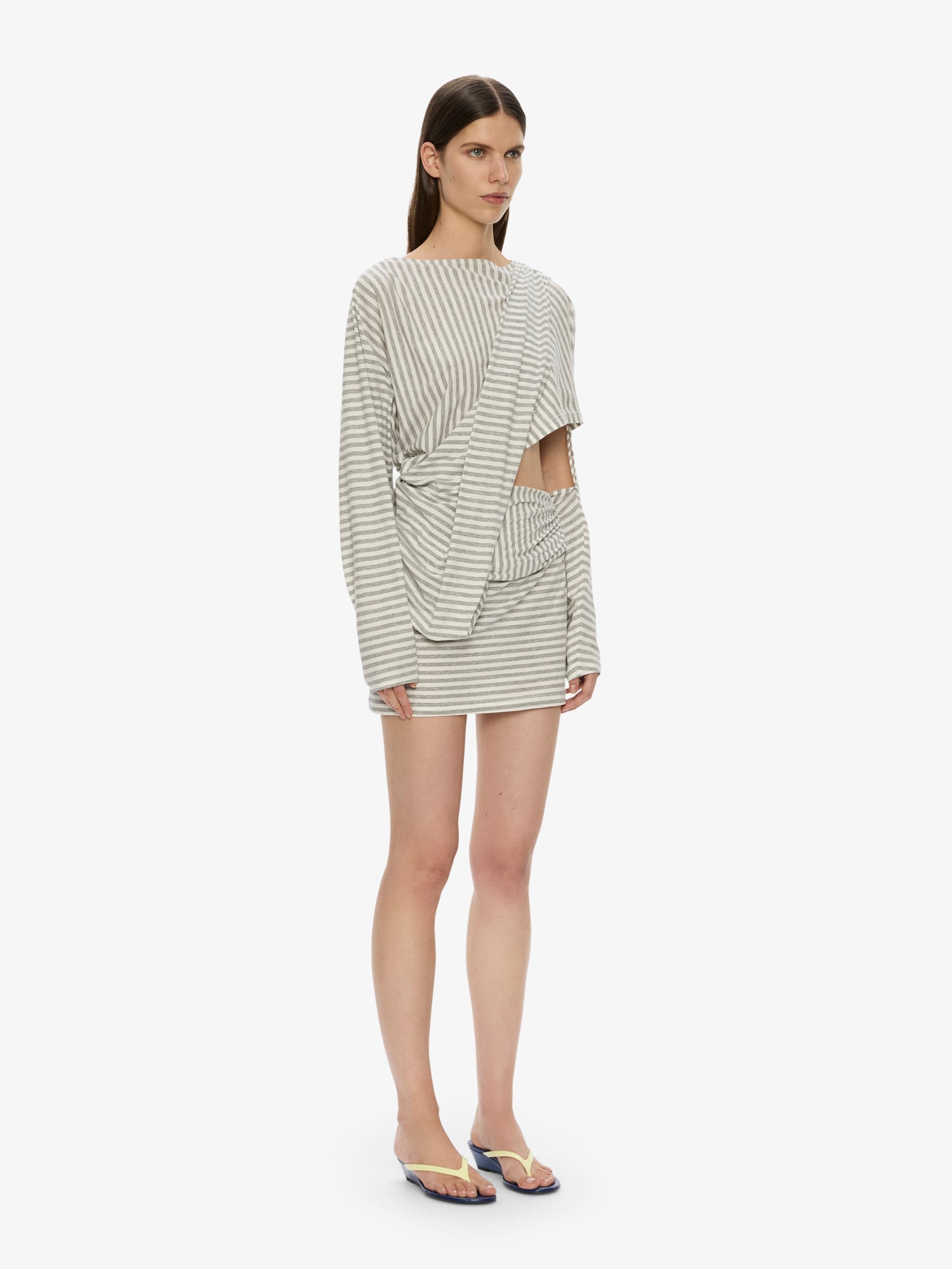 Aiba Draped Cotton Jersey Long Sleeve Dress
