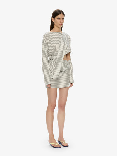 Aiba Draped Cotton Jersey Long Sleeve Dress
