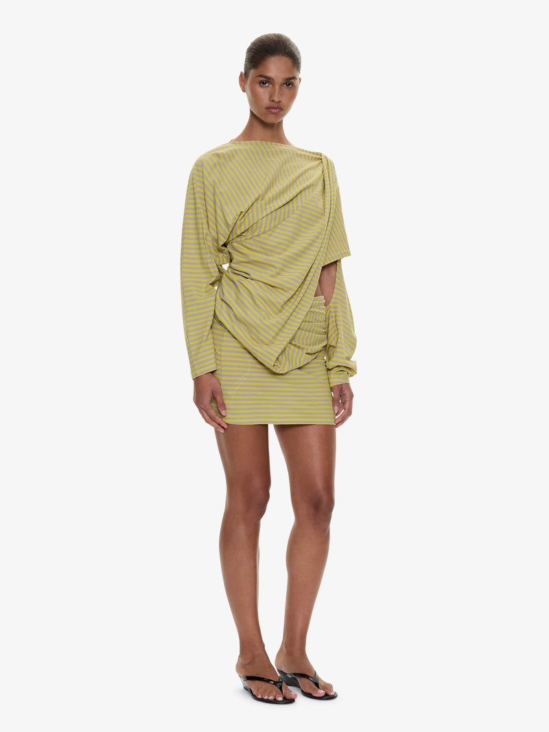Aiba Draped Cotton Jersey Long Sleeve Dress - Image 3