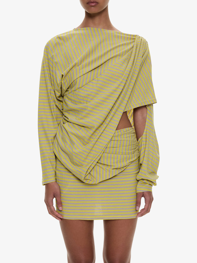 Aiba Draped Cotton Jersey Long Sleeve Dress