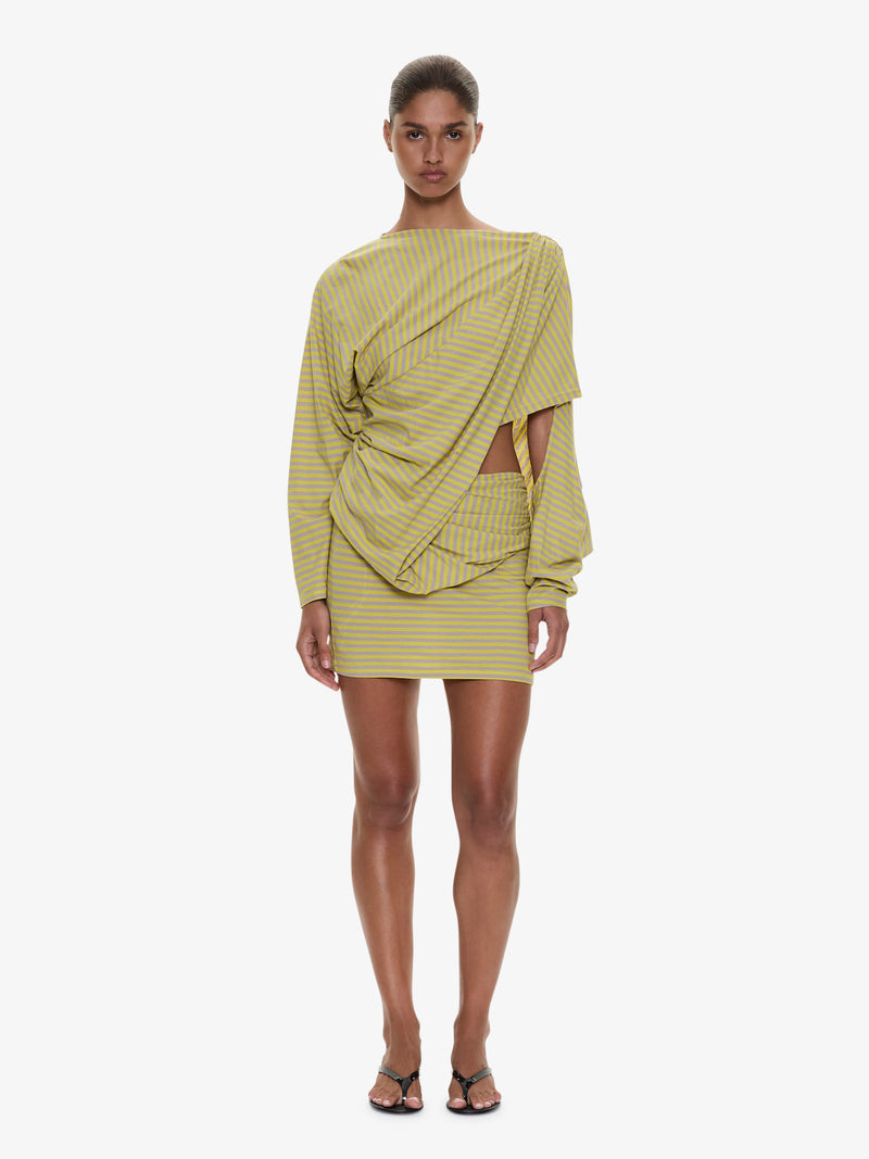 Aiba Draped Cotton Jersey Long Sleeve Dress - Image 1