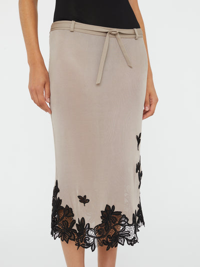 Hibiscus Embroidered Rib Skirt