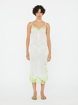 Hibiscus Embroidered Rib Skirt