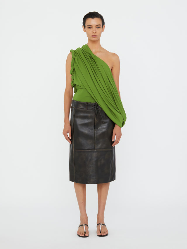 Burnished Eddie Leather Skirt
