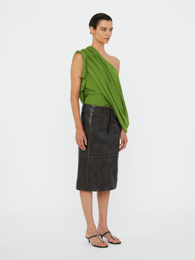 Burnished Eddie Leather Skirt