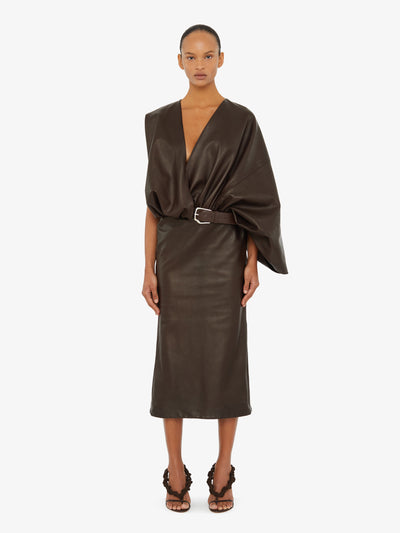 Swaddled Belted Leather Dress