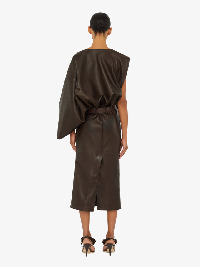 Swaddled Belted Leather Dress