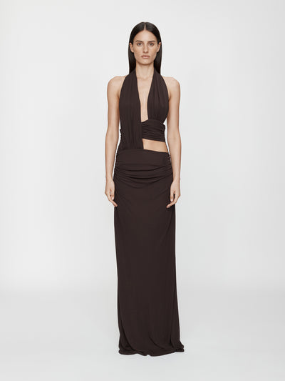 Draped Cummerbund Jersey Dress