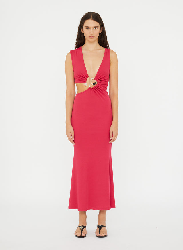Spiral Crystal Cutaway Dress