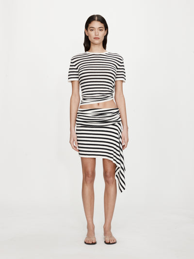 Stripe Knit Ruched Orbit Tee
